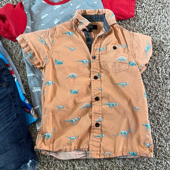 Boys Size 6 Kids Lot of 5 Button Down Shirt Top Denim Short Casual Graphic - Picture 2 of 6